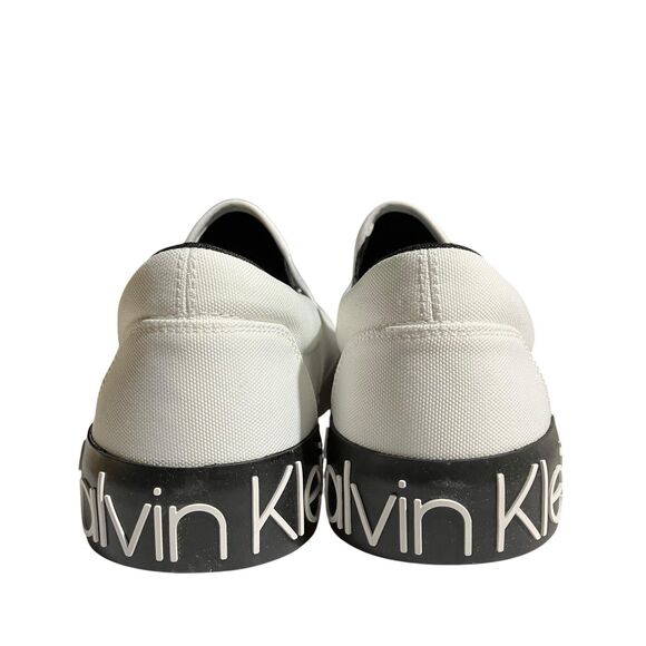 Calvin Klein‎ Slip On Sneakers Mens 13 White Canvas Logo Casual Shoes Coastal main image 6